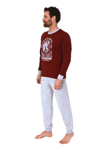 NORMANN langarm Schlafanzug Bündchen Pyjama - 83266 in rot