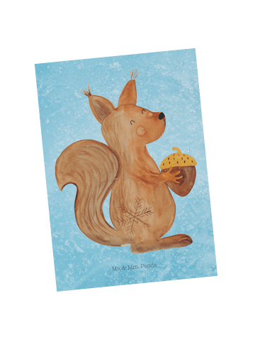Mr. & Mrs. Panda Ansichtskarte Eichhörnchen Weihnachtszeit ohne ... in Eisblau