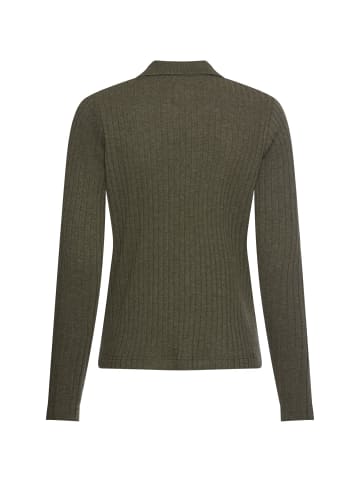 Camel Active Jersey-Shirt mit geripptem Kragen in Dunkelgrün