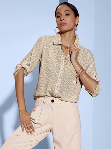 creation L Bluse in ecru-sand-gemustert