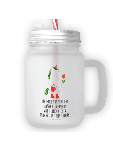 Mr. & Mrs. Panda Mason Jar Glas Einhorn Gärtner mit Spruch in Transparent