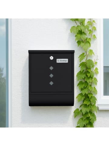 relaxdays Briefkasten mit Zeitungsfach in Schwarz