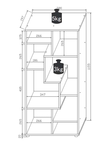 ebuy24 Regal Lanisa 4 Buche 58 x 20 cm