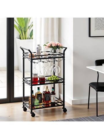 VASAGLE Servierwagen Baris in Schwarz - (B)46.8 x (H)92 x (T)30 cm