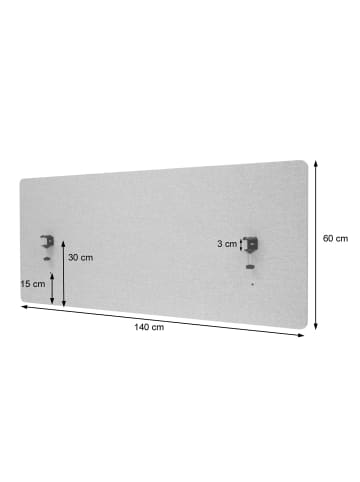 MCW Akustik-Tischtrennwand G75, 60x140cm beige