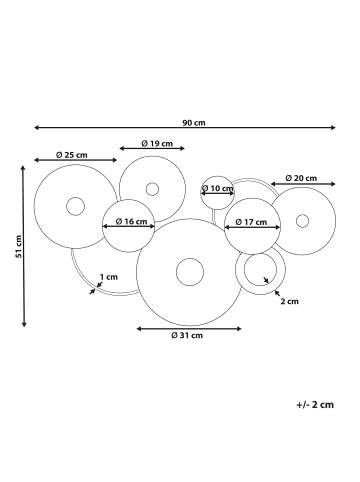Beliani Wandobjekt ACTINIUM in Blau/Gold - (W) 90 x (H) 51 x (L) 7 cm
