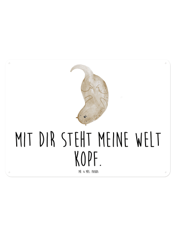 Mr. & Mrs. Panda Blechschild Otter Kopfüber mit Spruch in Weiß