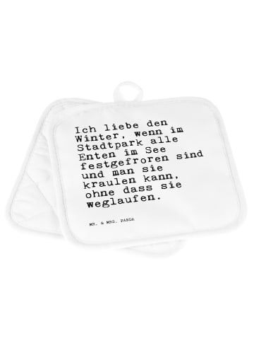 Mr. & Mrs. Panda Topflappen Ich liebe den Winter,... mit Spruch in Weiß