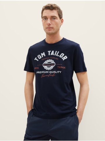 Tom Tailor Logo T-Shirt 2-er Pack Kurzarm Set mit Logo Print in Blau-Weiß