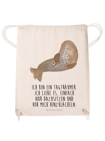 Mr. & Mrs. Panda Turnbeutel Robbe Lachen mit Spruch in Creme