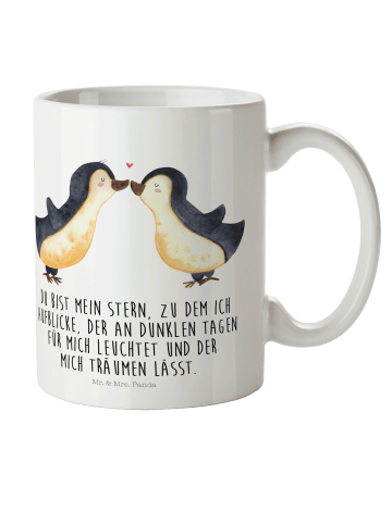 Mr. & Mrs. Panda Plastikbecher Pinguin Liebe mit Spruch in Weiß