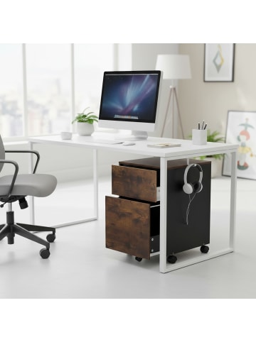 relaxdays Rollcontainer in Braun/ Schwarz - (B)40 x (H)57 x (T)40 cm