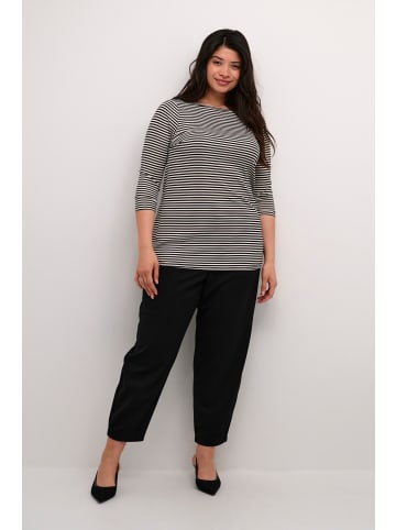 KAFFE curve Langarm-Shirt KCmalle Tight fit in Black/White Stripe