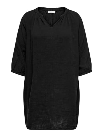 ONLY Carmakoma Midi-Kleid V-Ausschnitt 3/4 Arm regular fit in Schwarz