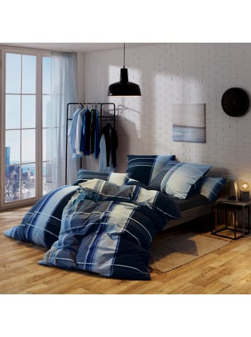 Erwin Müller Fein Biber Bettwäsche in blau-anthrazit-silber