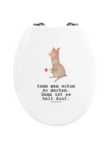 Mr. & Mrs. Panda Klodeckel Alpaka Blume mit Spruch in Weiß