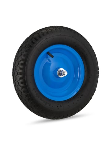relaxdays 4 x Schubkarrenrad mit Achse in Schwarz/Blau - 4.80 4.00-8