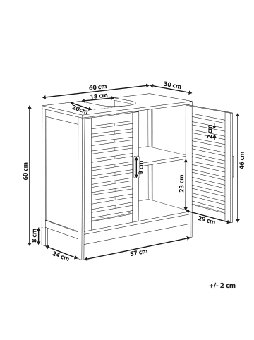 Beliani Badezimmerschrank MISSOULA in Weiß - (W) 60 x (H) 60 x (L) 30 cm