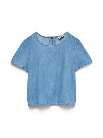 Vero Moda Bluse VMKIRSTIN SS DENIM TOP in Dark Blue Denim