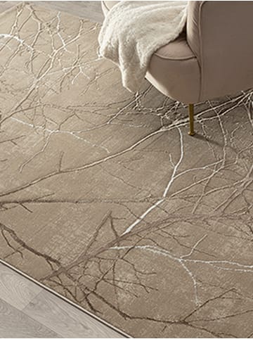 KADIMA DESIGN Teppich Kurzflor Abstrakt pflegeleicht Wohnzimmer Schlafzimmer Flur in Beige