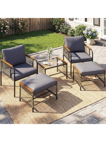 COSTWAY 5 tlg. PE-Rattan Gartenmöbel Set in Grau