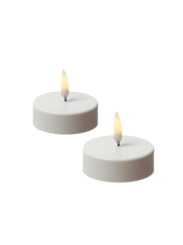 Uyuni 2x LED Maxi/XL Teelicht Thea Uyuni Timer dimmbar D: 6,1cm H: 5cm weiß