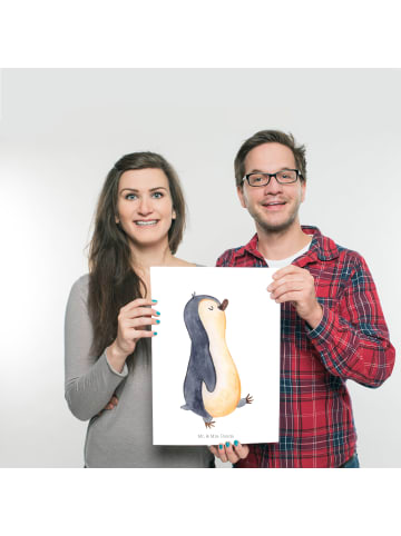 Mr. & Mrs. Panda Poster Pinguin mHerzieren ohne Spruch in Weiß
