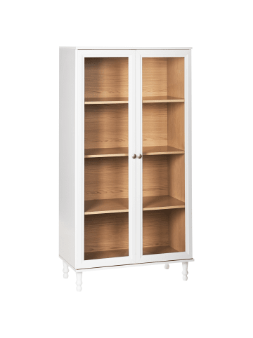 Beliani Vitrine TINGLEDALE in Weiß/Braun - (W) 80 x (H) 151 x (L) 40 cm