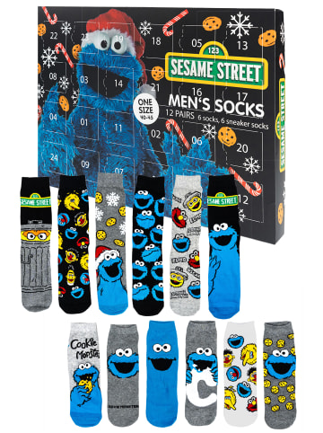 Sesamstraße Sesamstraße Socken Adventskalender mit 12 Paar kurz und lang in Mehrfarbig