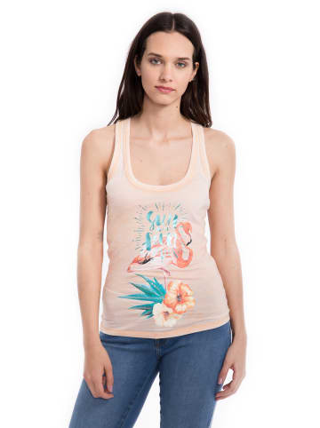 Way of Glory Way of Glory WAY OF GLORY  Tank Top Flamingoprint&Pailletten in apricot