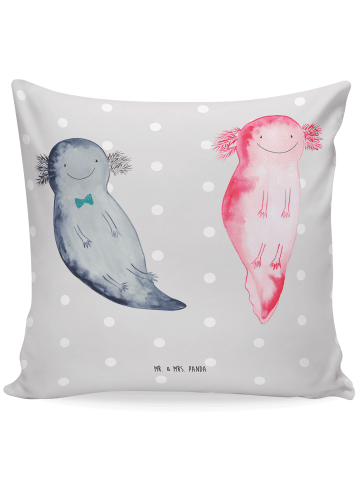 Mr. & Mrs. Panda zier kissen Axolotl Freundin ohne Spruch in Grau Pastell