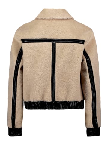 AMBER & JUNE Plüschjacke mit Kragen in beige