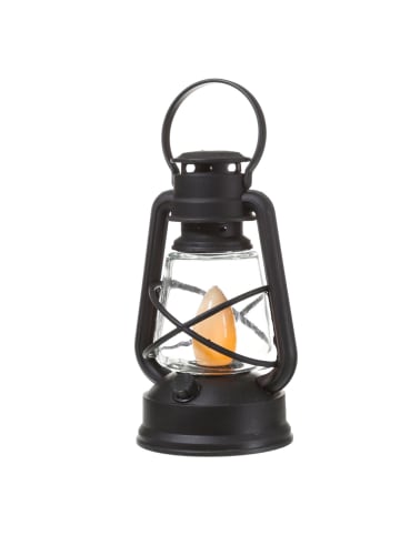 MARELIDA LED Laterne mit Flammeneffekt und Timer flackernd H: 22cm in schwarz