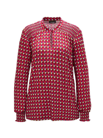 GOLDNER Kurzgröße:  Jerseybluse mit modischen Smok-Details in teerose / gemustert