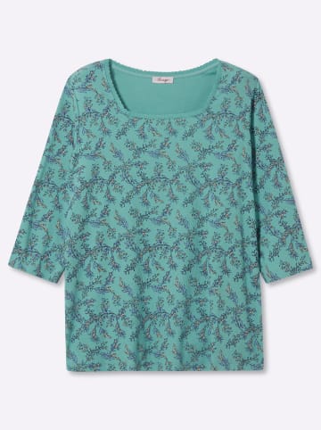 sheego 3/4-Arm-Shirt in salbei-rauchblau-bedruckt