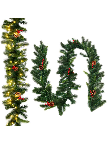 COSTWAY Weihnachtsgirlande mit Beleuchtung in Grün