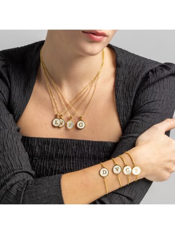 Luxenter bracelet in white mother-of-pearl and 18k gold-plated - Alphabet