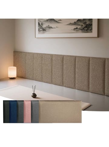Yalion 2er-Set Wandkissen Leinen 30x60cm 3D Gepolsterte Wandpaneele in Dunkelgrau