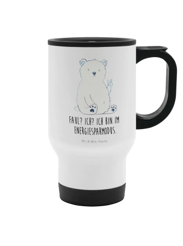 Mr. & Mrs. Panda Kaffeebecher Eisbär Faul mit Spruch in Weiß