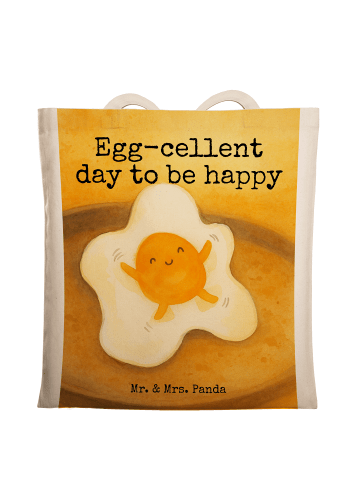 Mr. & Mrs. Panda Jutebeutel Spiegelei Ei Design mit Spruch in Weiß