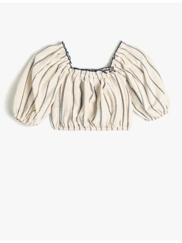 KOTON Bluse in Beige Gestreift