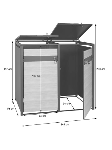MCW XL 2er/4er-Mülltonnenverkleidung J82, Kirsche-Holzoptik dunkelbraun