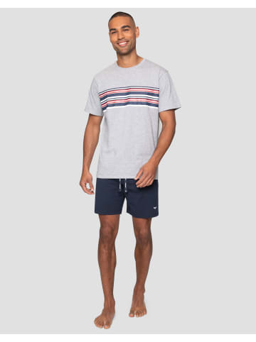 Threadbare Schlafanzug Jonas PJ Set in Grey Marl & Navy
