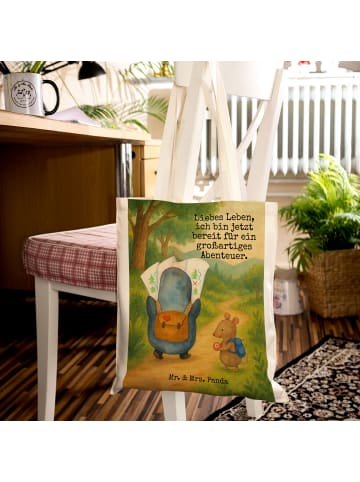 Mr. & Mrs. Panda Tasche Pinguin & Maus Wanderer Design mit Spruch in Weiß