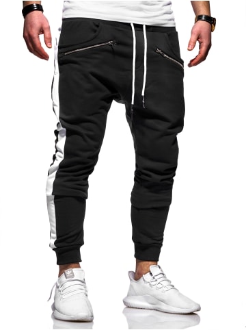 behype Jogginghose TRACK-ZIP in schwarz-weiß