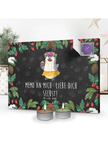 Mr. & Mrs. Panda Adventskalender Duftkerze Pinguin Kokosnuss mit... in Kreidetafel