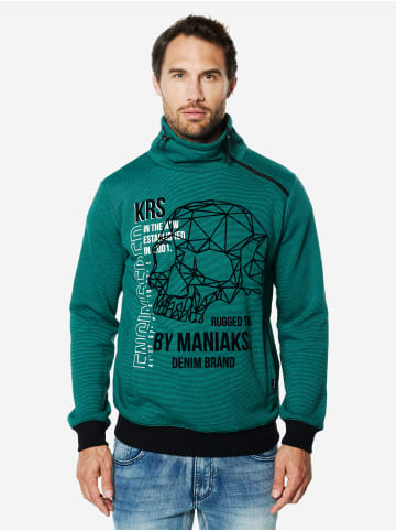 KOROSHI Technischer High-Neck-Technik, normaler, schicker Halb-Reißverschluss in grun