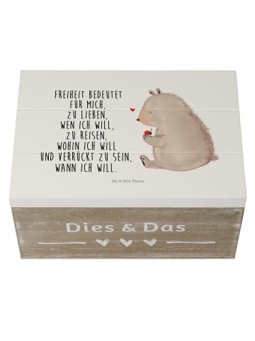 Mr. & Mrs. Panda Truhe Bär Marienkäfer mit Spruch in Weiß