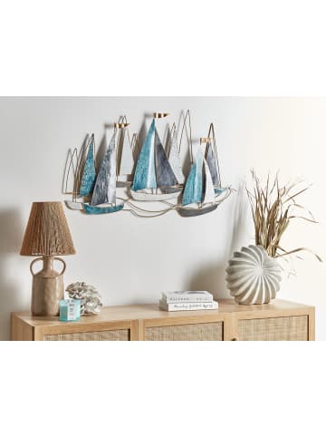 Beliani Wandobjekt BOHRIUM in Blau/Gold/Weiß - (W) 90 x (H) 50 x (L) 5 cm