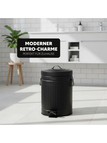 eluno Kosmetikeimer VINTAGE, Treteimer 5 Liter Fassungsvermögen aus schwarzem Metall